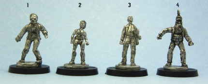 The first four models. They've been given a black ink wash to bring out the detail