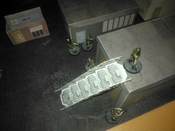 The troopers spread out and Abduls heads for the roof